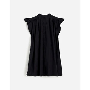 NWT Madewell Flutter Sleeve Button-Front Mini Dress Poplin black in large NU584